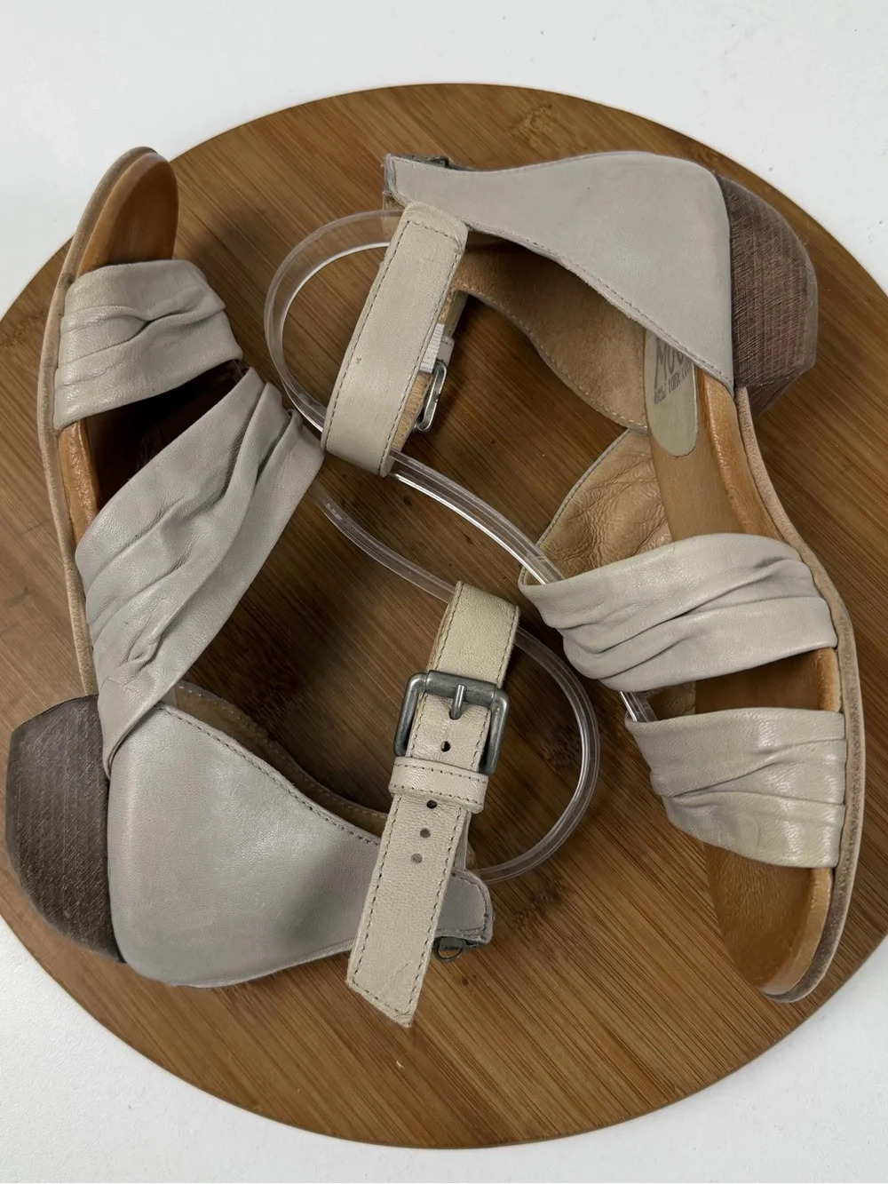 Miz Mooz Cassie Leather Ankle-Strap Sandals in Light Taupe